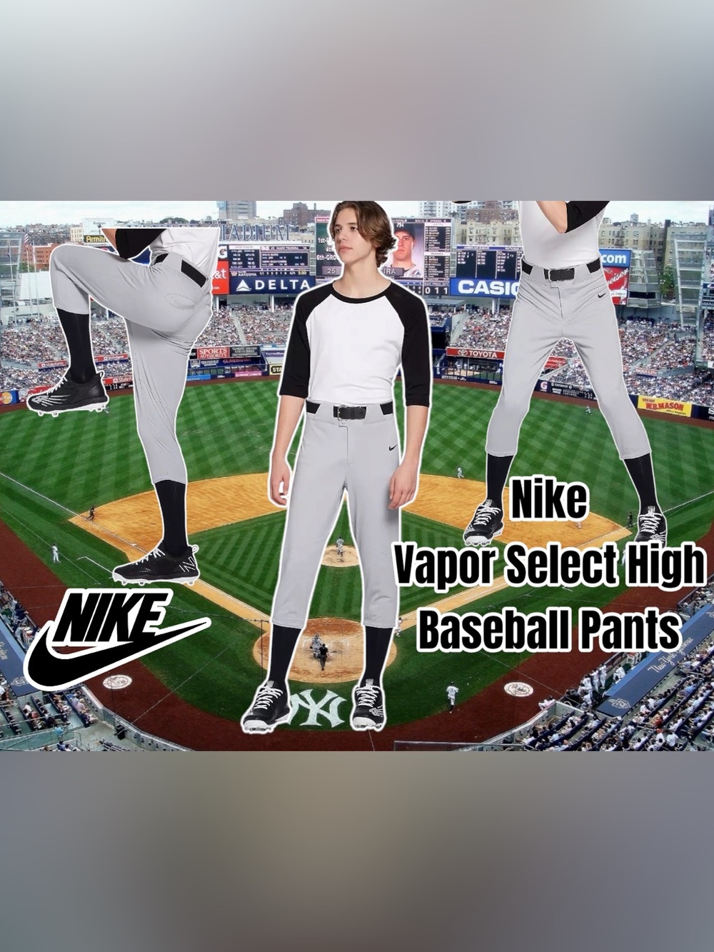 Nike Light Gray and Black Vapor Select Baseball Pants NWT, Size XXL